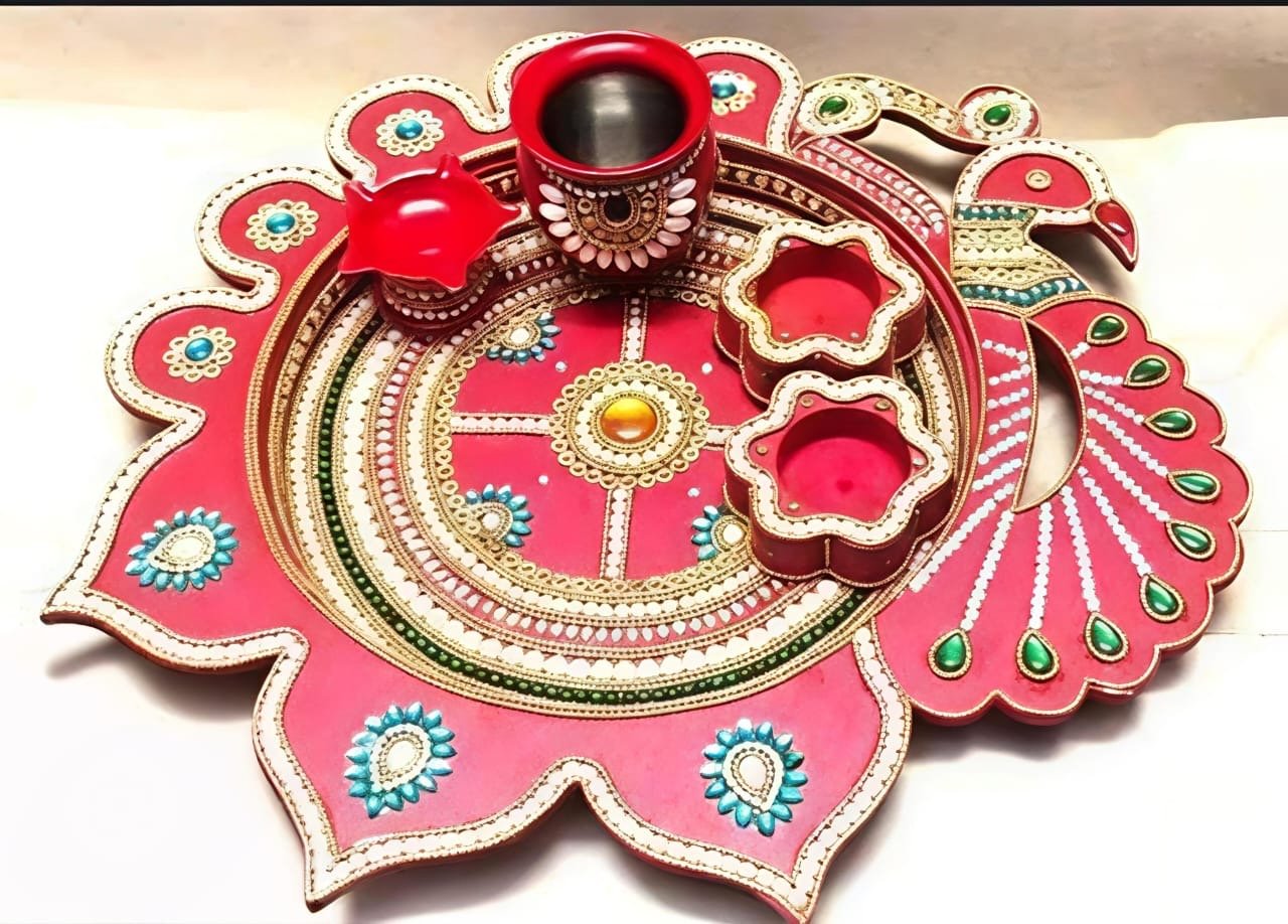 Wooden and Clay Large Thali